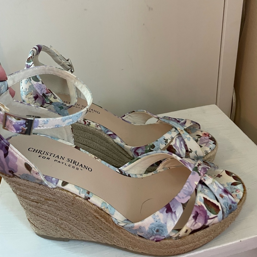 Christian Siriano‎ for Payless  Floral Print Wedges - Purple and Cream
